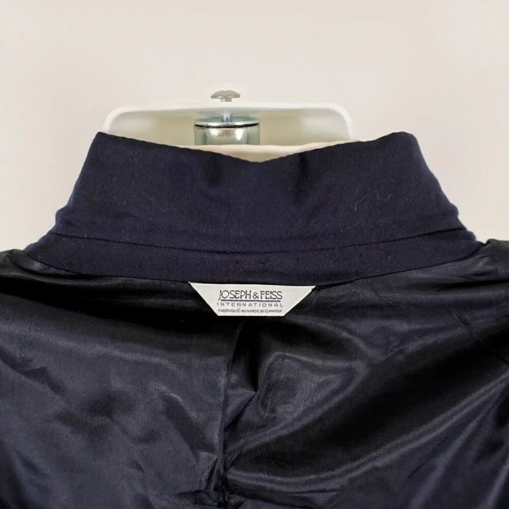 Jospeh & Feiss International Worsted Wool Blue 2 Gold Button Blazer 52R‎ Portly